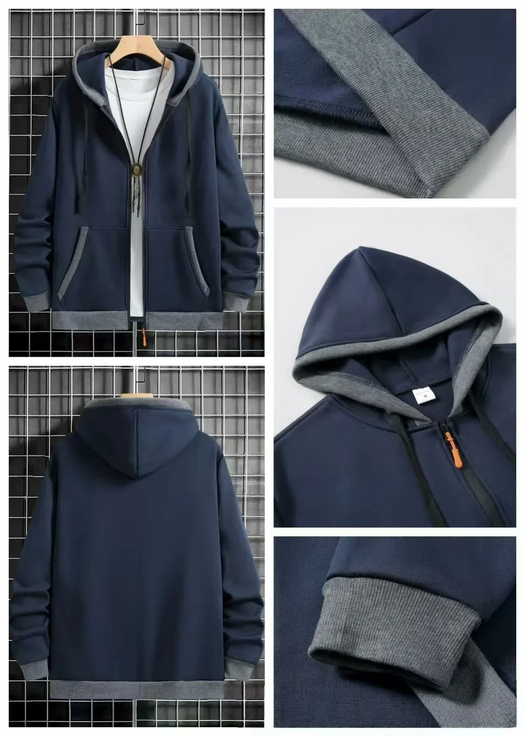 Spring and Autumn Men's Zipper Jacket Warm Windproof Hoodies Thickened Cardigan Sports Long Sleeve Sweatshirts Hooded Coat