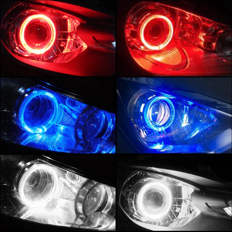 2.5 inch 80mm LED Angel Eyes Projector Shrouds WST Bi-xenon Bi-led Headlight Lenses Cover Mask Car Light Retrofit Accessories