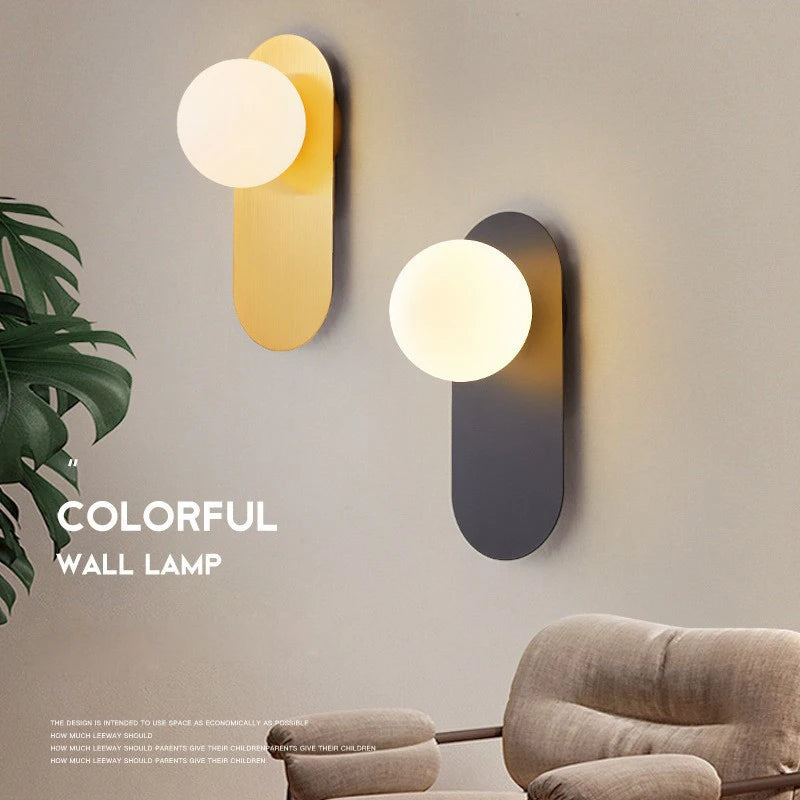Modern LED Wall Lamps Black Gold Glass Ball Wall Sconces Living Rom Bedroom Hotel Decor Wall Lights Bedside Lights Aisle Lamp G9