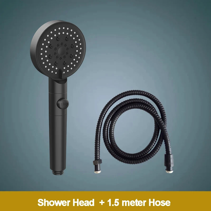 ZhangJi 2025 New 5-Function Shower head with Stop button 10cm Big Panel Silicone gel Hole Easy Cleaning Bathroom Nozzle Sprayer