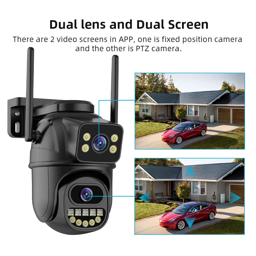4K 8MP Security Camera 5X Zoom Dual Lens Dual Screen Outdoor WiFi Home Protection 6MP IP PTZ CCTV Video Surveillance Camera