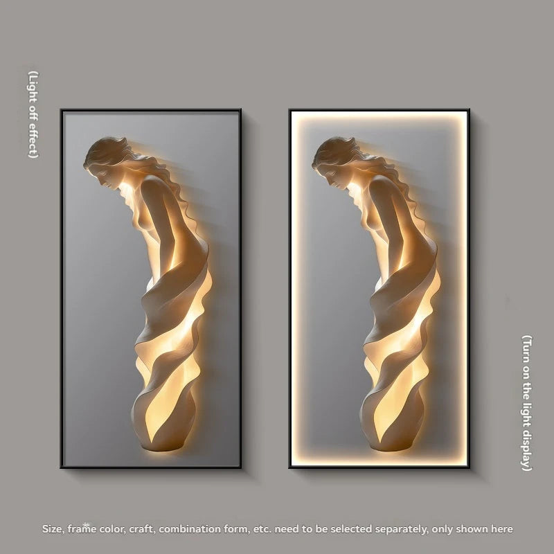 Modern Light Luxury Entrance Door Decoration Painting, Simple Abstract Corridor Hanging Painting Wall Lamp Painting Led Lights