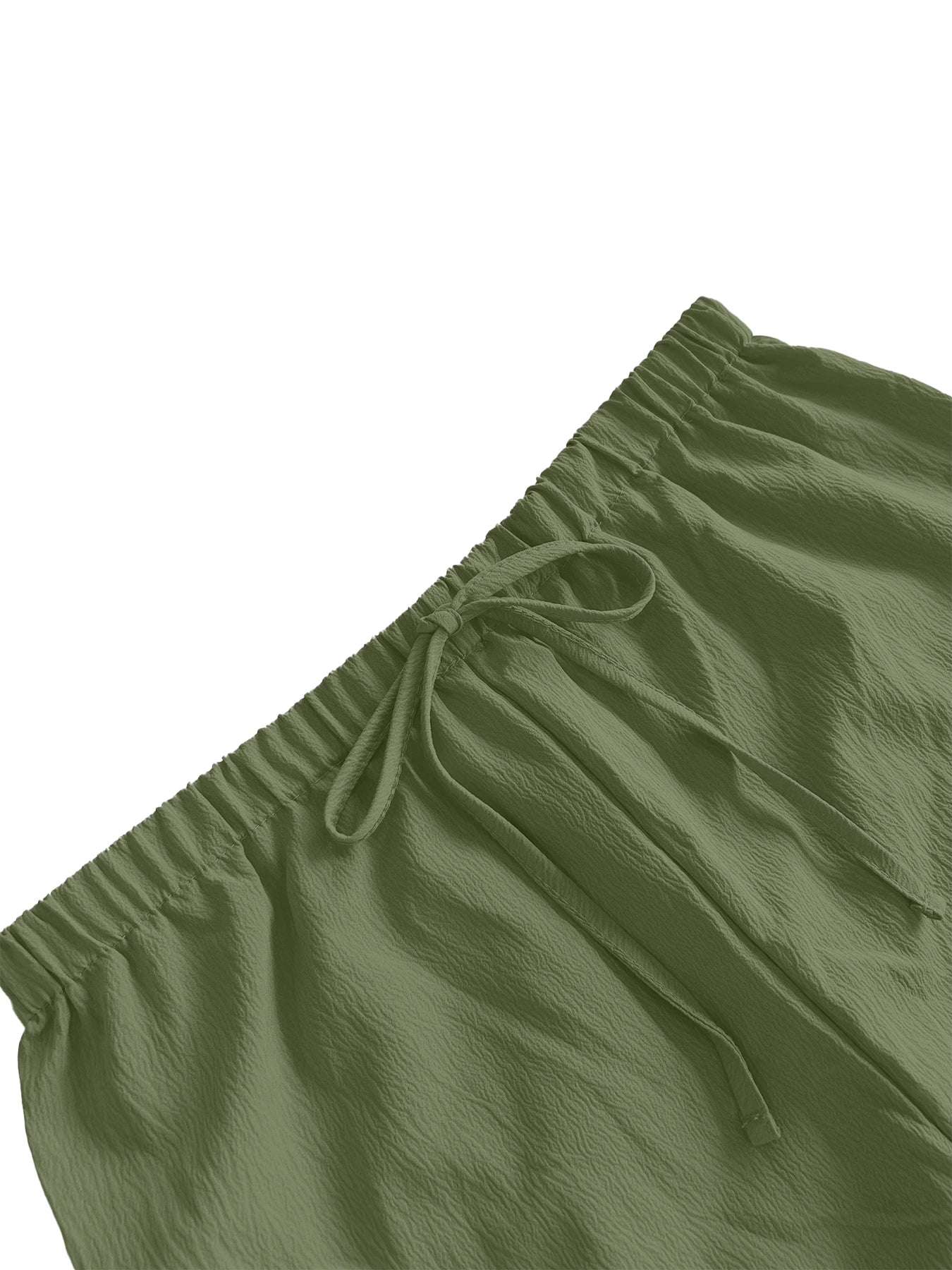 Women's Elastic Waist Drawstrings Casual Wide Leg Knee Length Pants‌