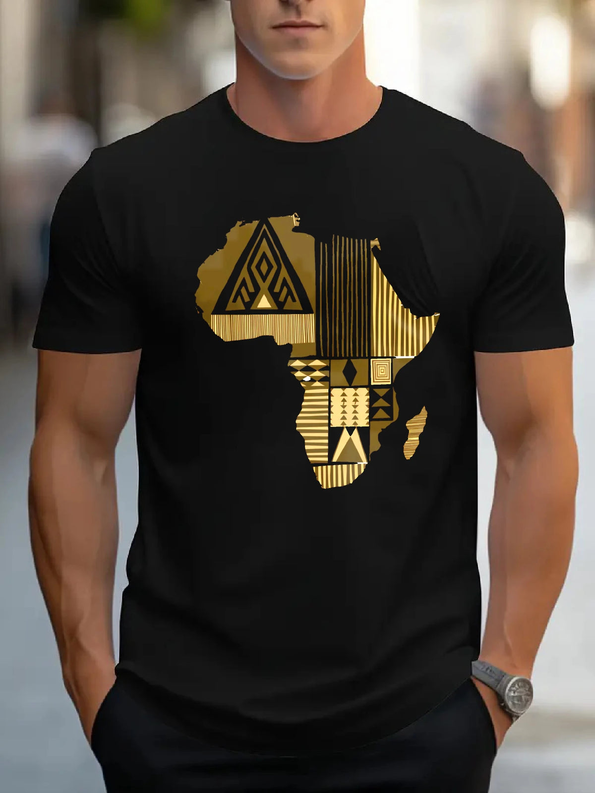 Men's 100% Cotton Crew Neck T-Shirt Africa Map & Tribal Pattern Casual Street Style Short Sleeve Summer Daily Wear Tops