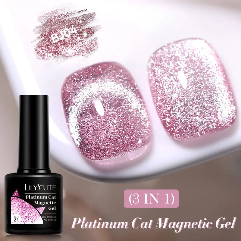 LILYCUTE 7ml Gold Coffee Cat Magnetic Gel Nail Polish Autumn Winter Nails Ultra Shine Moonlight Semi Permanent UV Gel Soak Off