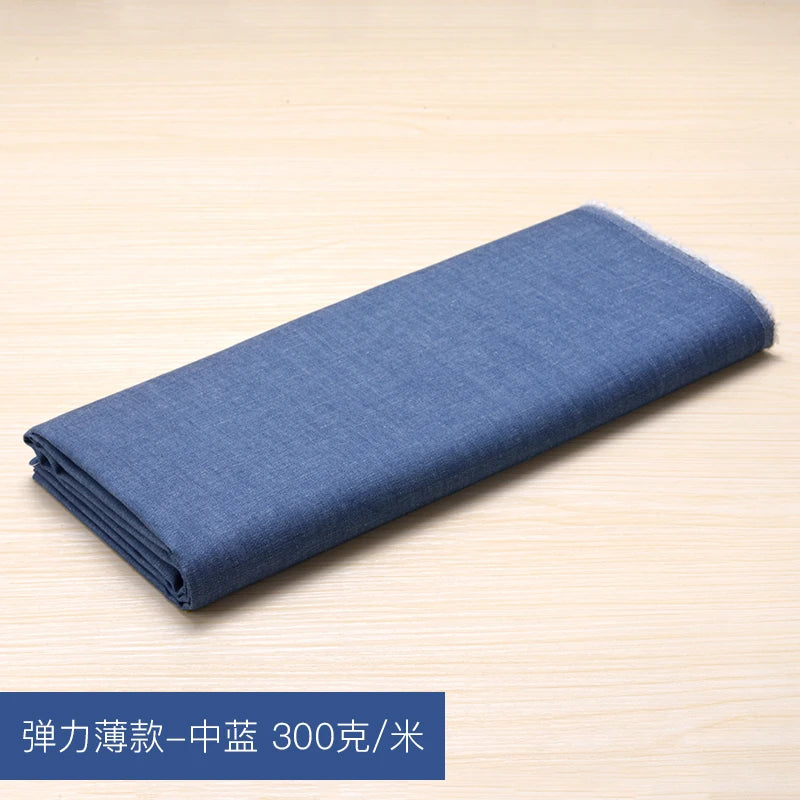 Washed Denim Jeans Fabric Cotton By The Meter for Needlework Dress Skirt Shirt Jacket Pants Diy Sewing Wearable Soft Cloth Blue