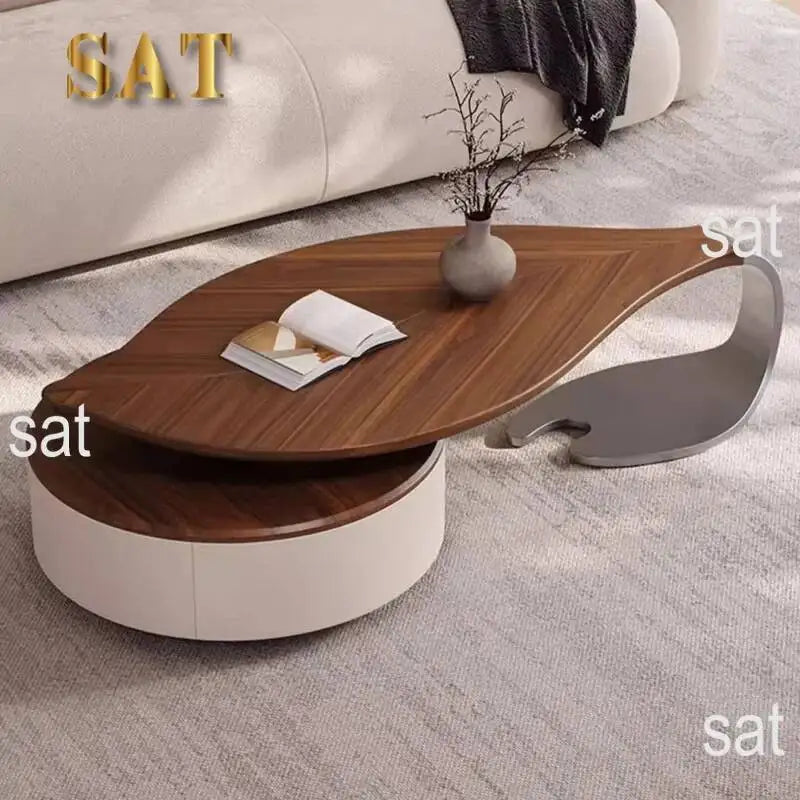 @Living Room Furniture Set Wooden Modern Nesting China Small Oval Shape Side Tea Table Design Leaf Shaped Coffee Table