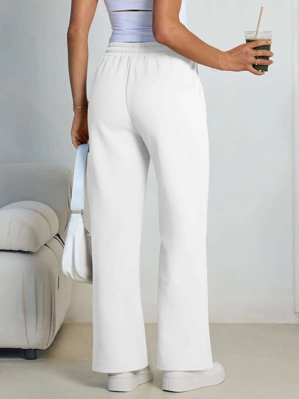 2026 new style women's wide-leg sports pants, with pockets, casual drawstring pants, suitable for pairing with casual wear and s