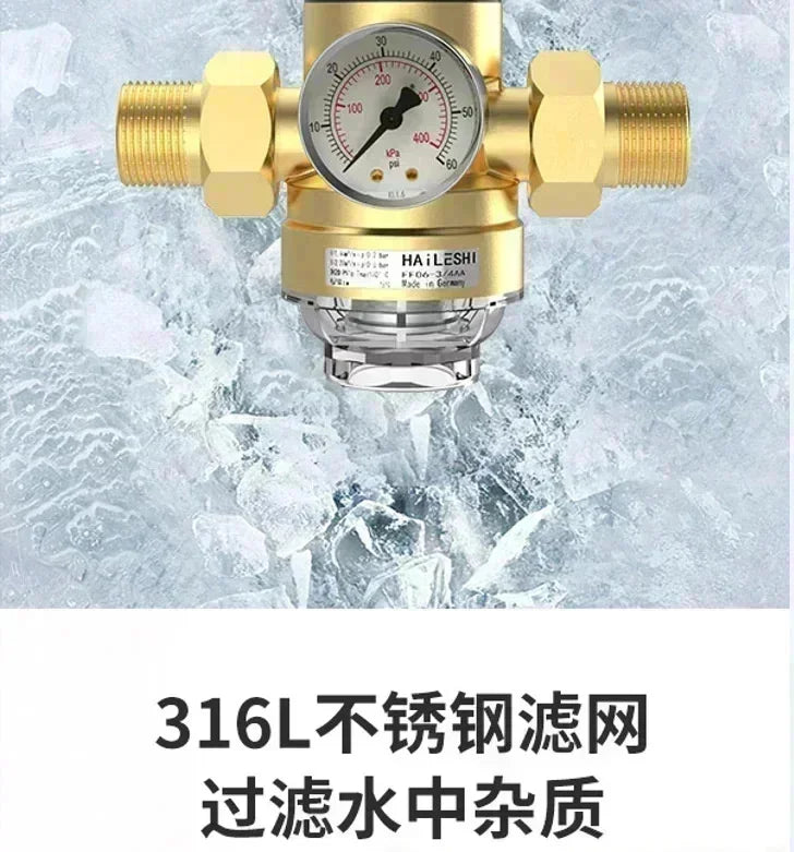 1/2" 3/4" 1" Tap Water Reducing Valve Manually Adjust The Water Pressure Brass Double Union Pipeline Pressure Reducing Valve