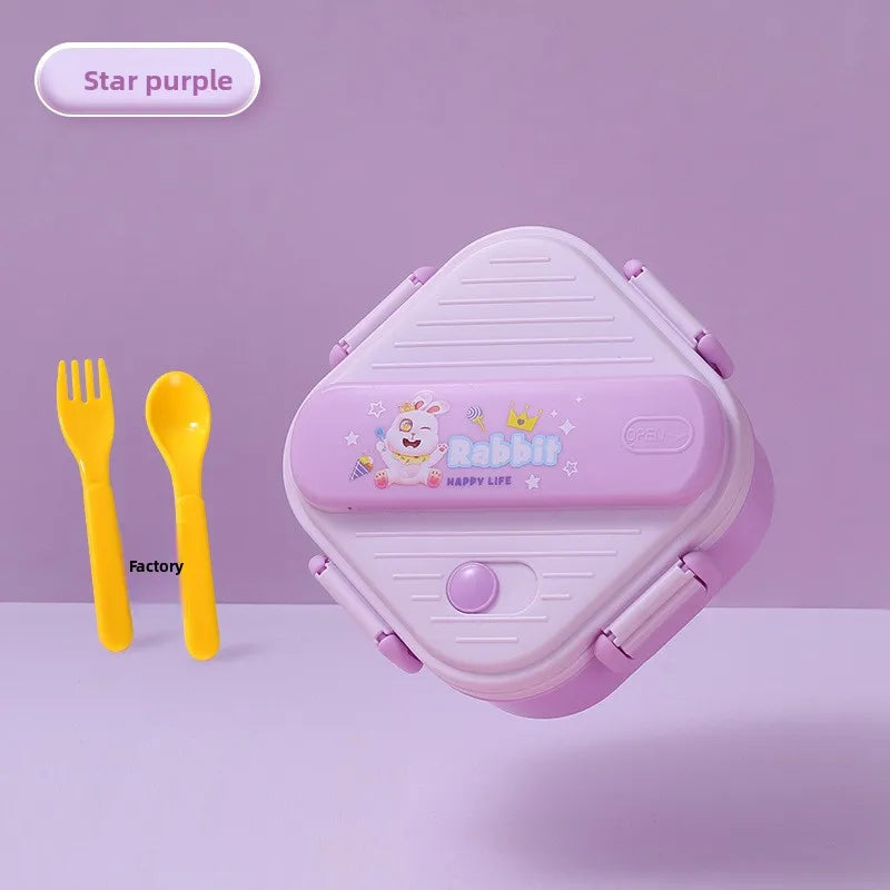 800ML/27oz Lunch Box Three-compartment Lunch Box Children's Student Tableware Container Food Cartoon Storage Box School Camping