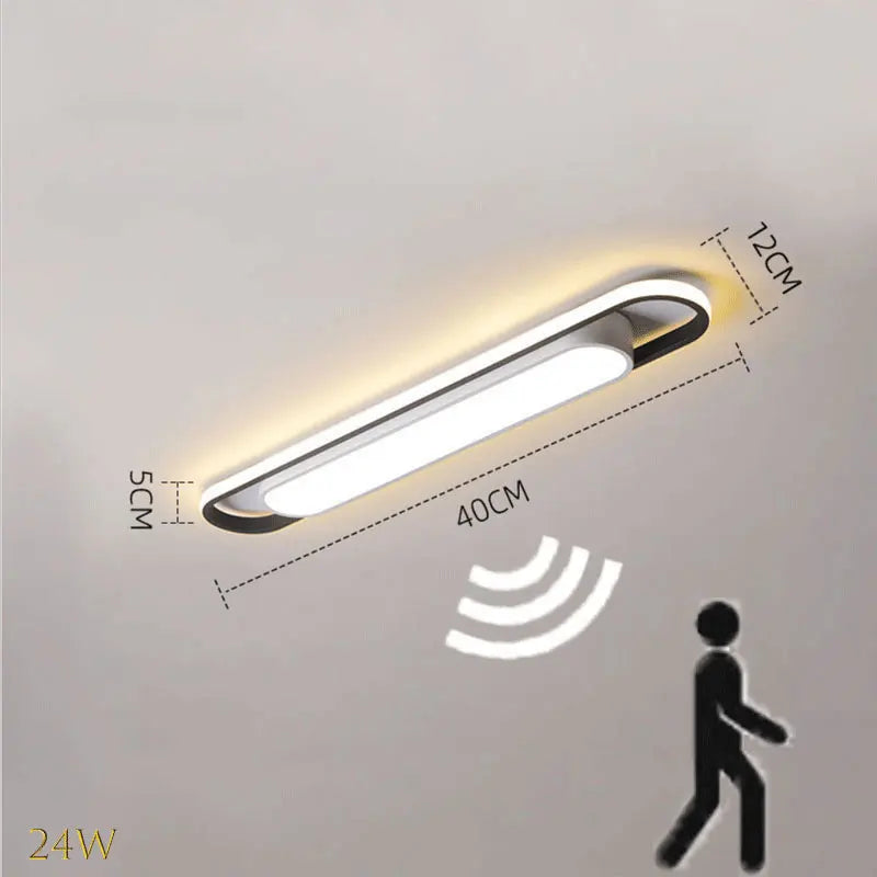 Living room, bedroom, study, human body sensing rectangular LED ceiling light, minimalist modern light, long strip, creative bal