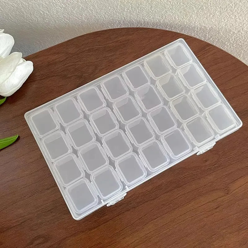 1 Pack 28/56 Transparent Jewelry Box Dustproof Multi-Compartment Storage Box for Earrings and Necklaces