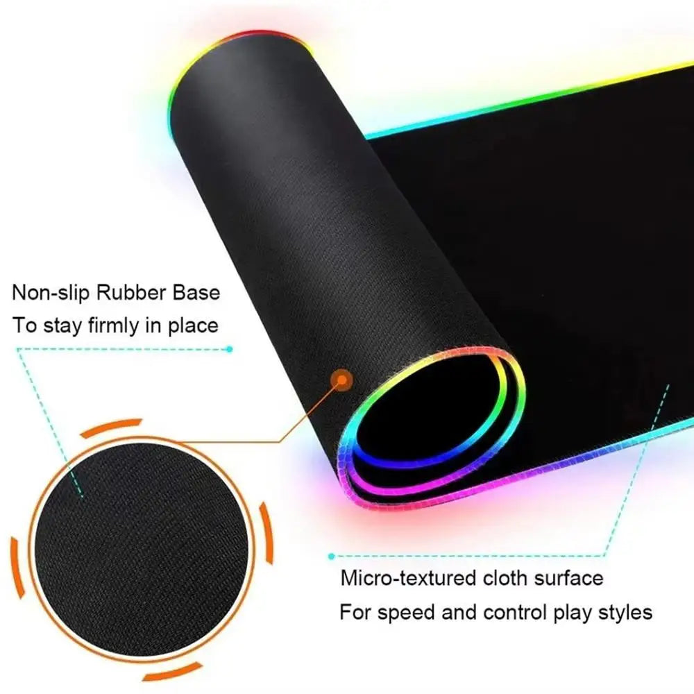 XXL RGB Gaming Mouse Pad 3D Geometric Desk Mat Game Accessories Large LED Light Rubber Anti-slip PC Computer Carpet with Backlit