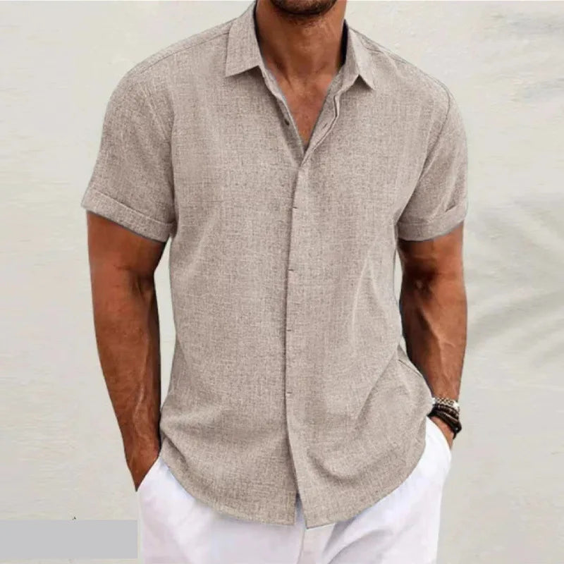 Men's Cotton Linen Short Sleeved Shirt Summer Casual Camisas Harajuku Blusas Mens Shirts Fashion Tops Men Clothing Streetwear