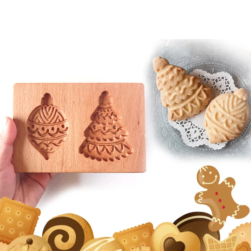 3D Cookie Baking Molds Wooden Gingerbread Mold Press Pumpkin Embossing Tools for Cake Decor DIY Kitchen Gadgets Cookies Moulds