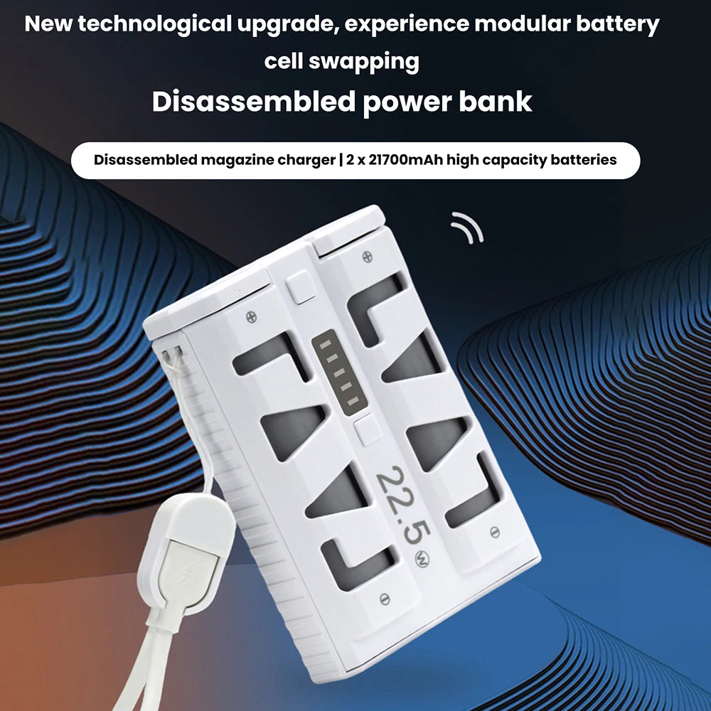 2026 New Power Bank DIY Kit  With 22.5W Fast Charging Portable Detachable Design Dual Mode Low Current 21700 Battery Case