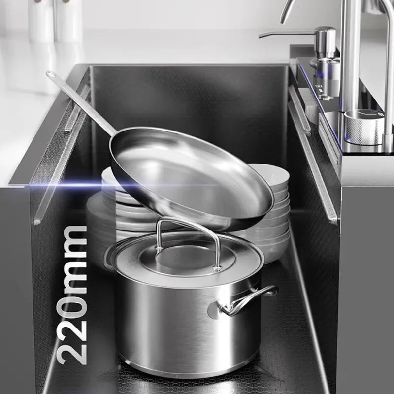 China Factory Kitchenroom Sink Multifunction Modern Smart Waterfall Stainless Steel Sink Kitchen Kitchen Sinks with 4function