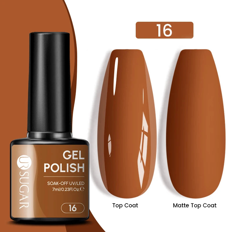 UR SUGAR 7ML Autumn Nail Gel Brown Series All For Manicure Gel Nail Polish Semi Permanent Soak Off LED UV Nail Art Varnishes