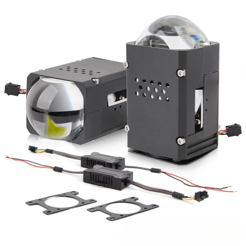 1.8 Inch Bi LED Projector Headlight with Halo Laser Lens High Power Dual Lamp Cup Dual Beam Retrofit Matrix Car LED Bulb Upgrade
