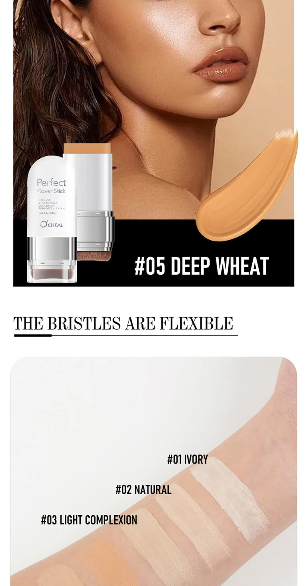 Thin and Comfortable Perfect Cover Stick Waterproof Long-lasting Concealer Foundation Stick Dewy Makeup Instant Natural