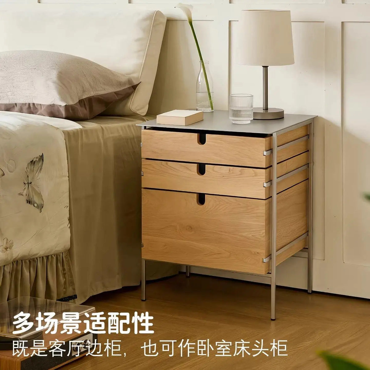 Medieval style living room combination storage cabinet, locker, solid wood household drawer, stainless steel dining side cabinet