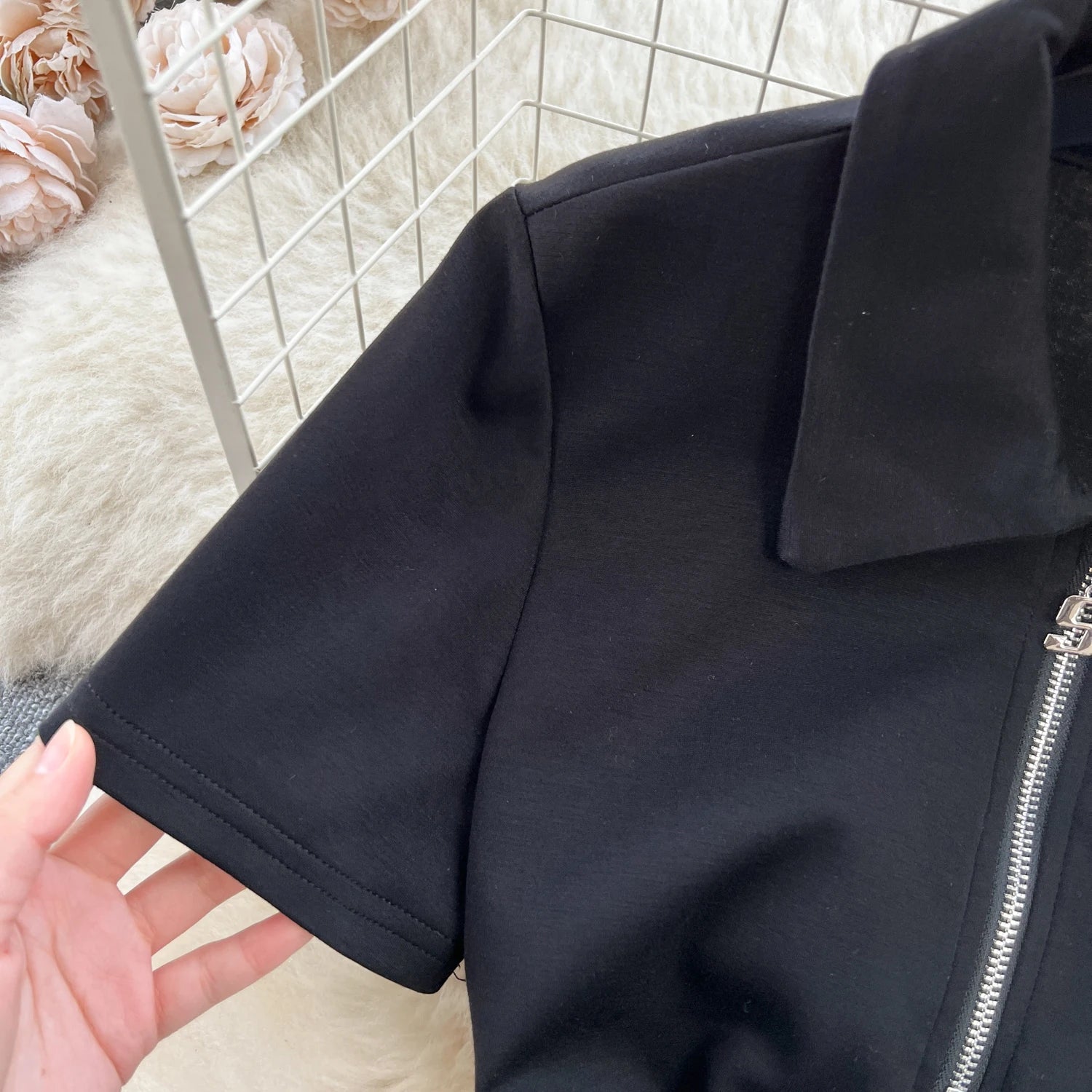 Women Design Contrast Color Splicing Denim Slim Mid-length Short-sleeved Temperament Youth Woman Summer Dress