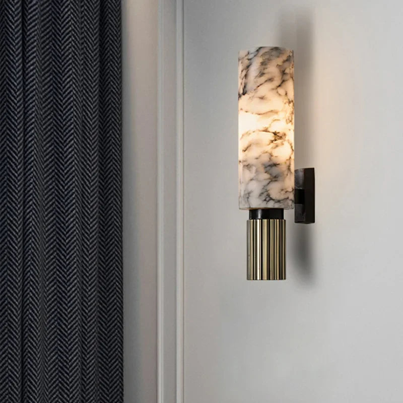 Luxury Natural Marble Wall Lamp Modern Black Cuboid Natural Stone Wall light Foyer Villa Aisle Corridor Bedroom Decoration Light
