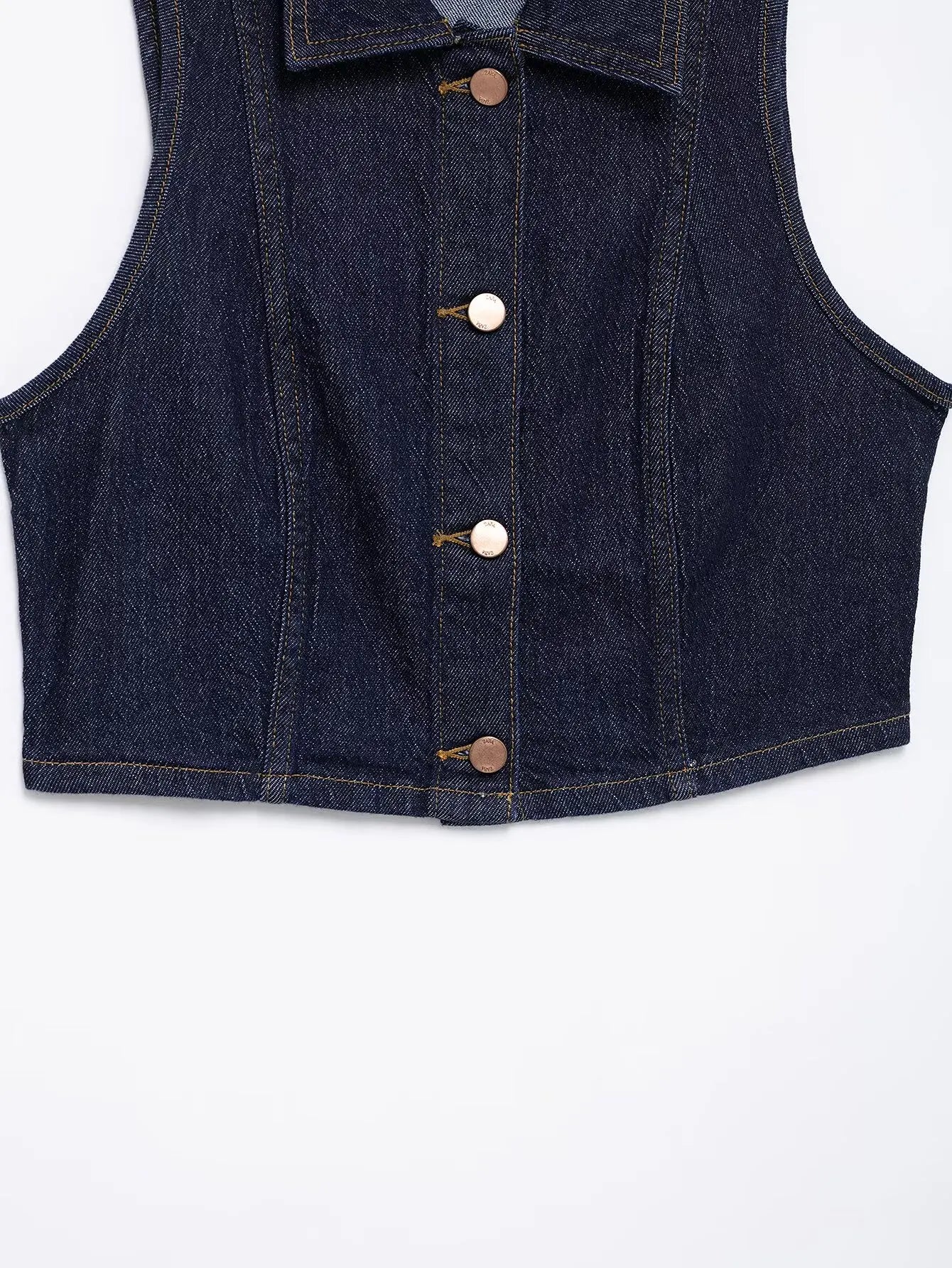 HH Women Turn-down Collar Single-breasted Sleeveless Denim Vest Top+High Waist Pocket Zipper Belt Flared Jeans 2 Piece Set