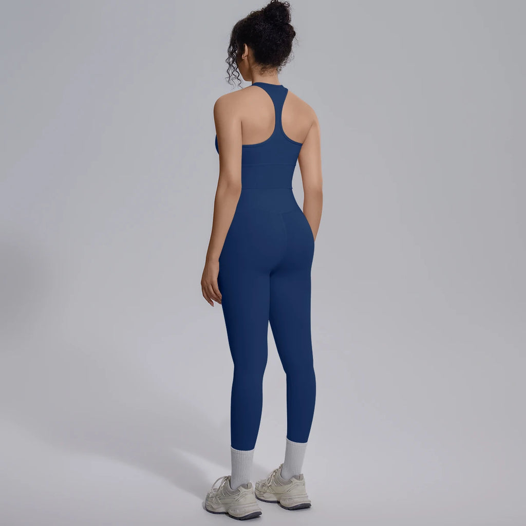 Rooftrellen New Women's Two-piece Set Fitness Sports Solid Color Yoga Set Summer Quick Drying Legging Pants Gather I-shaped Vest