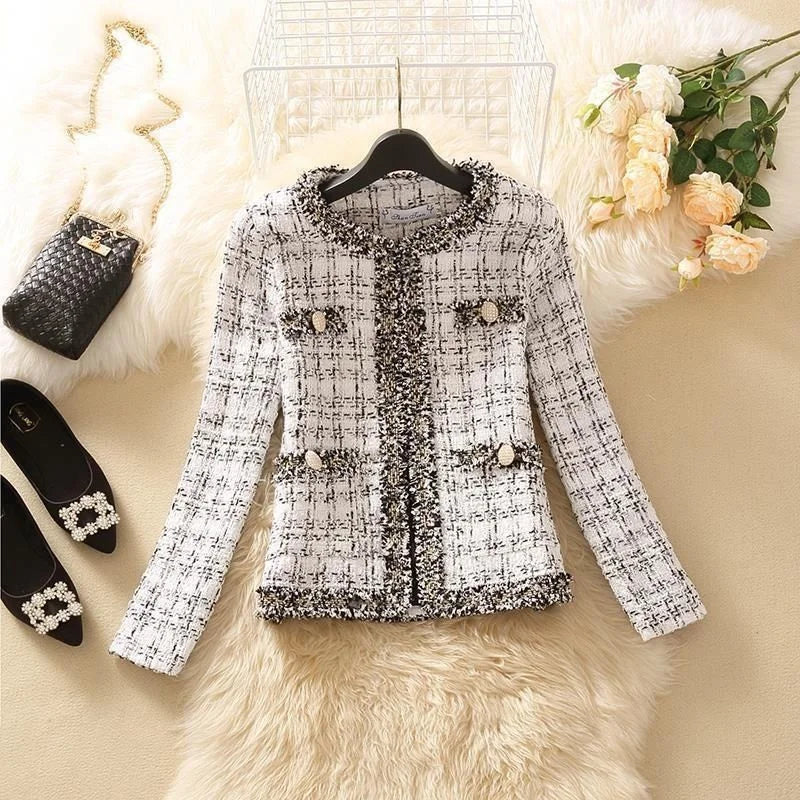 Women's Jacket Women's Jackets Spring new Trendy Ladies Short Joker Temperament Small Fragrant Tweed Coat Tweed Coat Cardigan