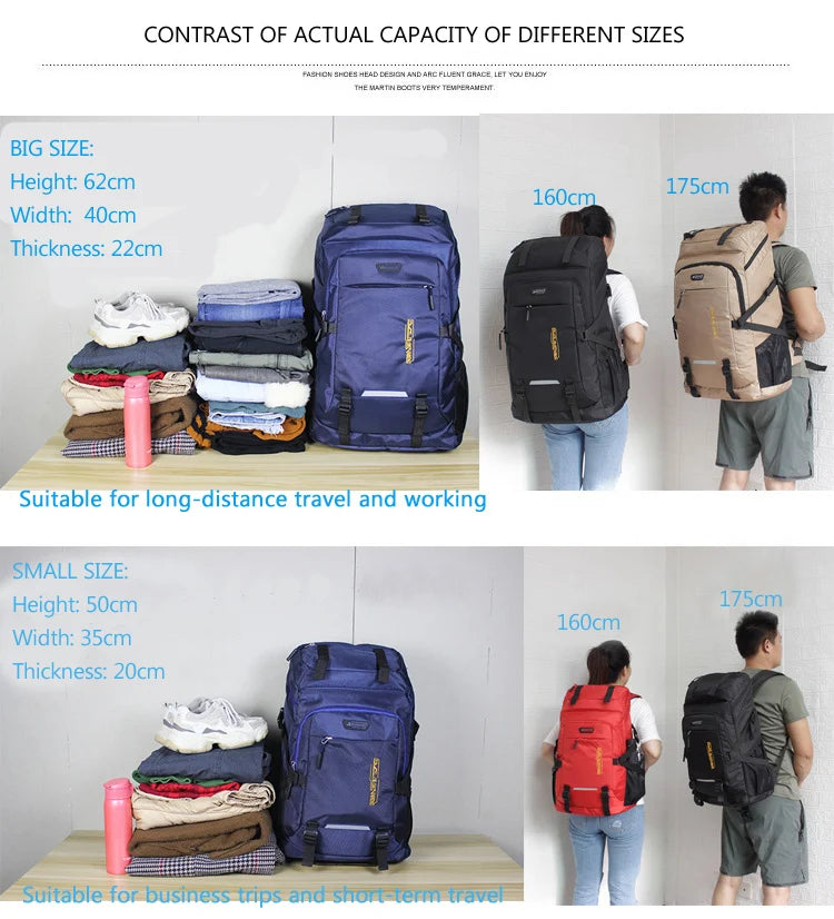 Waterproof Hiking Backpack Durable Bag Suitable for Men and Women's Travel, Hiking, Camping and Outdoor Leisure Activities