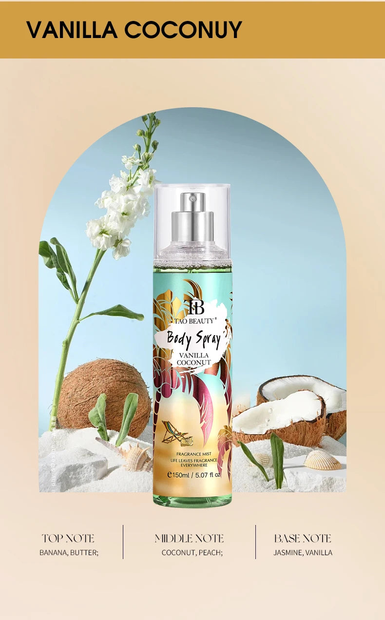 Plant Floral Car Perfume Spray, 150ml Long Lasting Body & Car Air Freshener, 4 Scents Vanilla Coconut/Rose/Lily/Dark Kiss, Auto