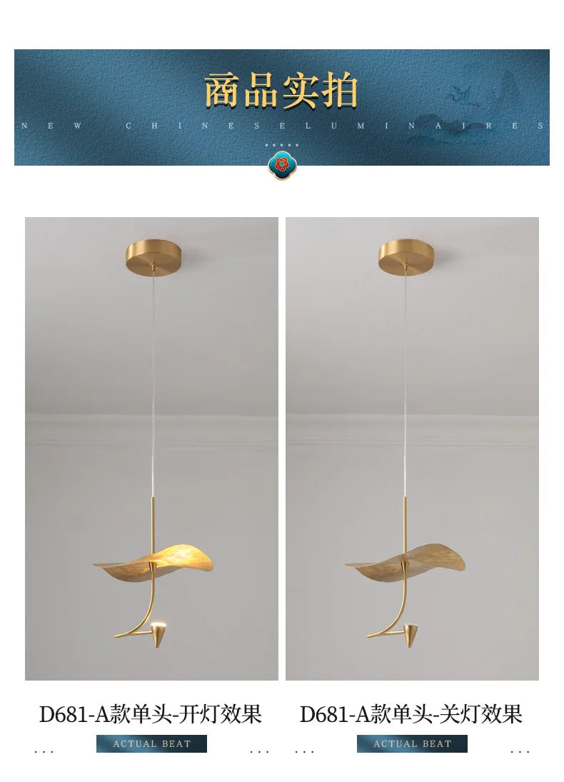 Mid century Stair Lotus light Luxury vintage lampshade Duplex Building Bedroom Living Room Tea Room Art  coffee bar lighting