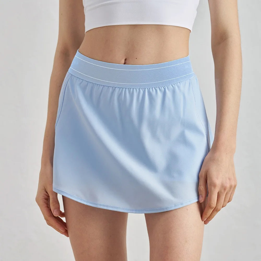 Two Pieces Tennis Skirts Breathable Sun-Proof Slim Fit Casual Yoga Skorts With Shorts&Pockets 2 In 1 Golf Badminton Skirts