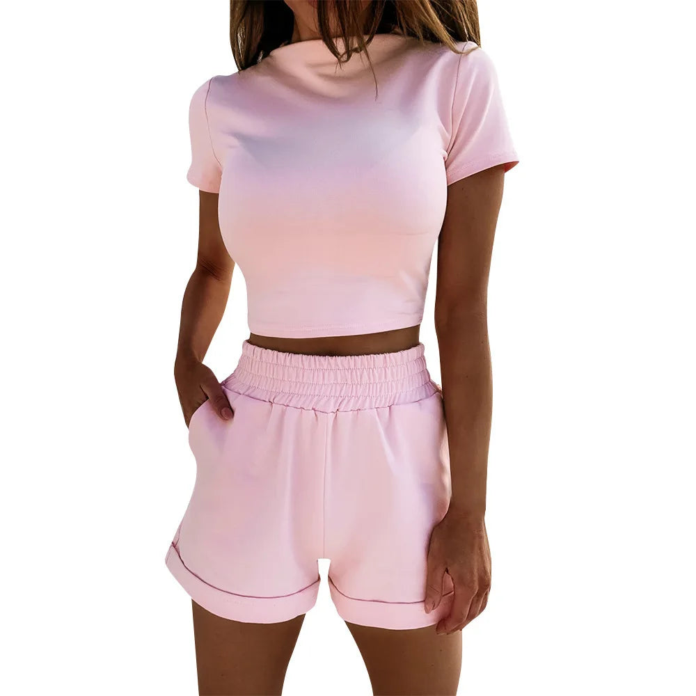Two Piece Sets for Women 2026 Summer Short Lounge Short Sets Sweatsuit with Pocket Beach Vacation Outfits Sweatsuits Tracksuit