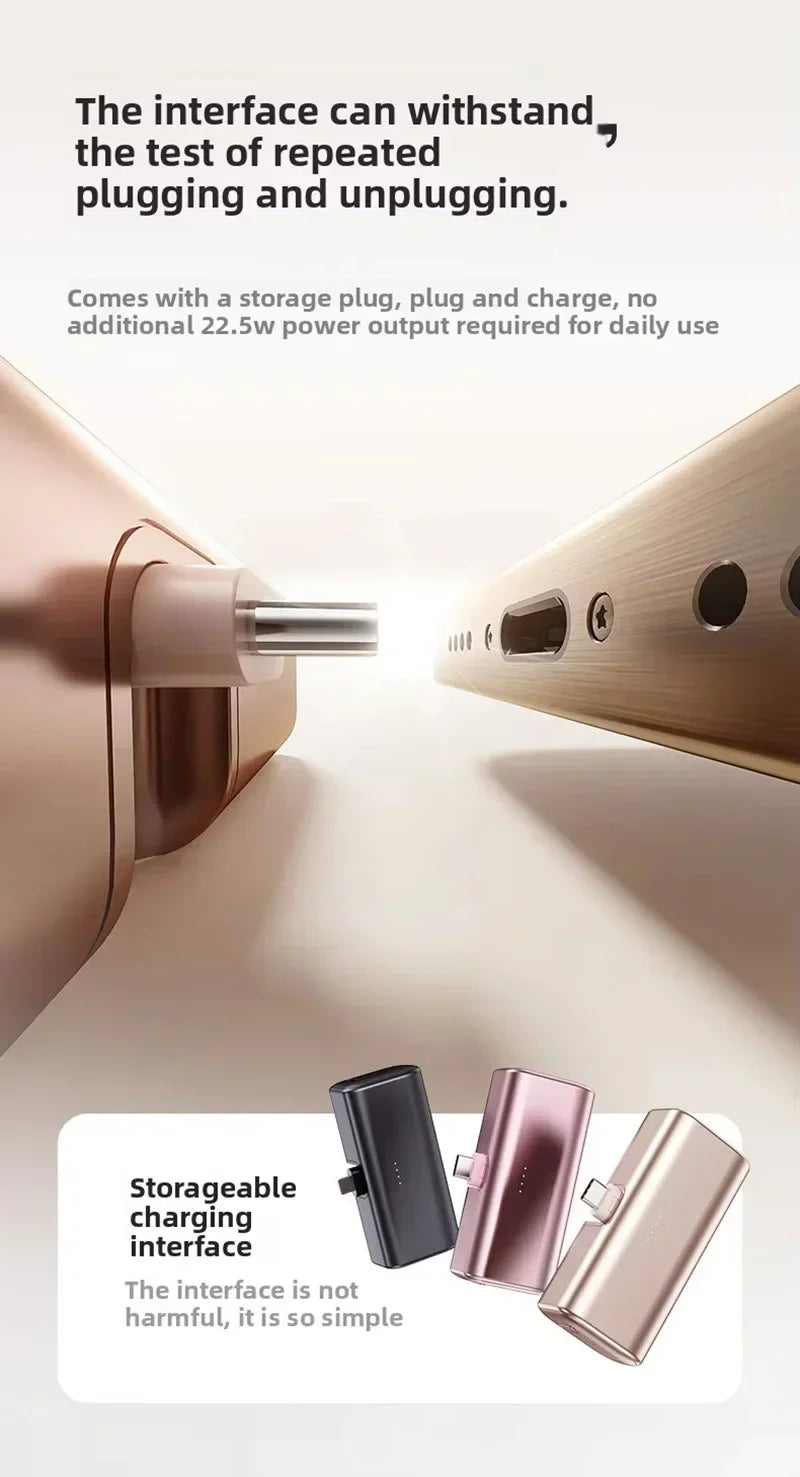Lenovo 500000mAh Mini Portable 20W Fast Charging USB C Power Bank Travel Battery Pack Charger for iPhone 15 16 Android Devices