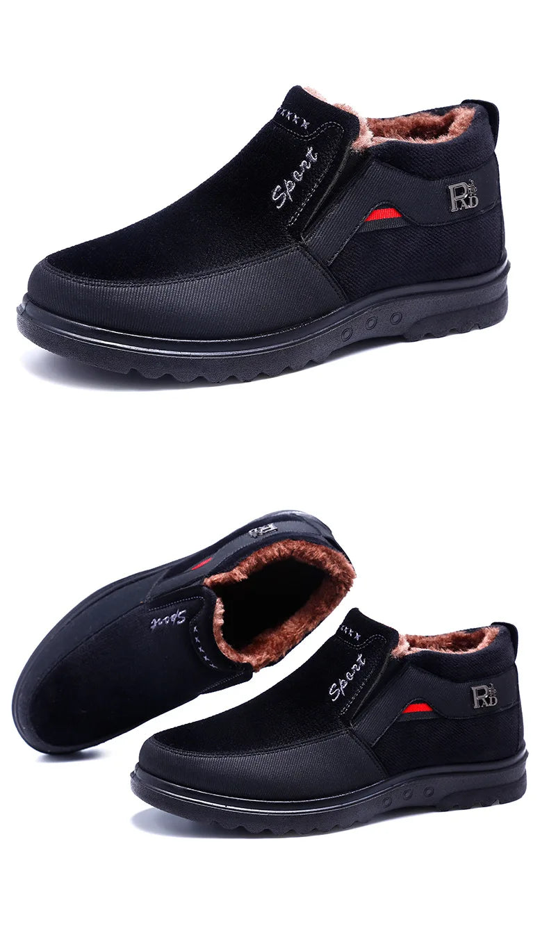 Winter Men Boots Waterproof Snow Boots Warm Fur Casual Men Shoes Antislip Ankel Boots Plush Cotton Shoes 2024