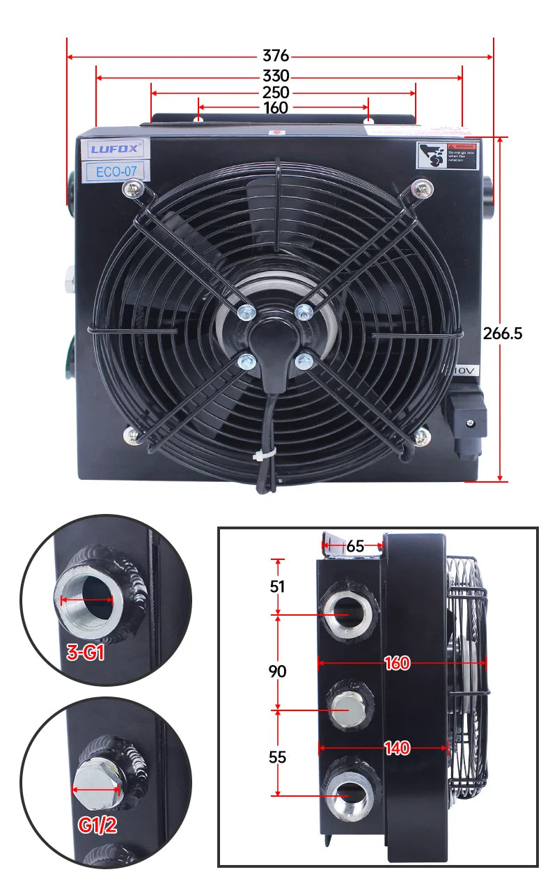 Genuine Hydraulic Air Cooler ECO-07-120L Oil Radiator Air Cooled Hydraulic System Hydraulic Oil Cooling