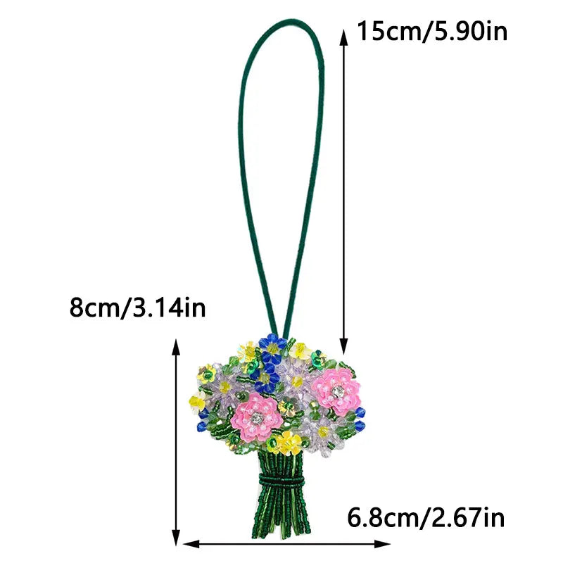 3D Handmade Rhinestone Beads Bag Charm, Crystal Lanyard Patches Keychains, Hanging Rope Patches, Backpack Pendants Decor