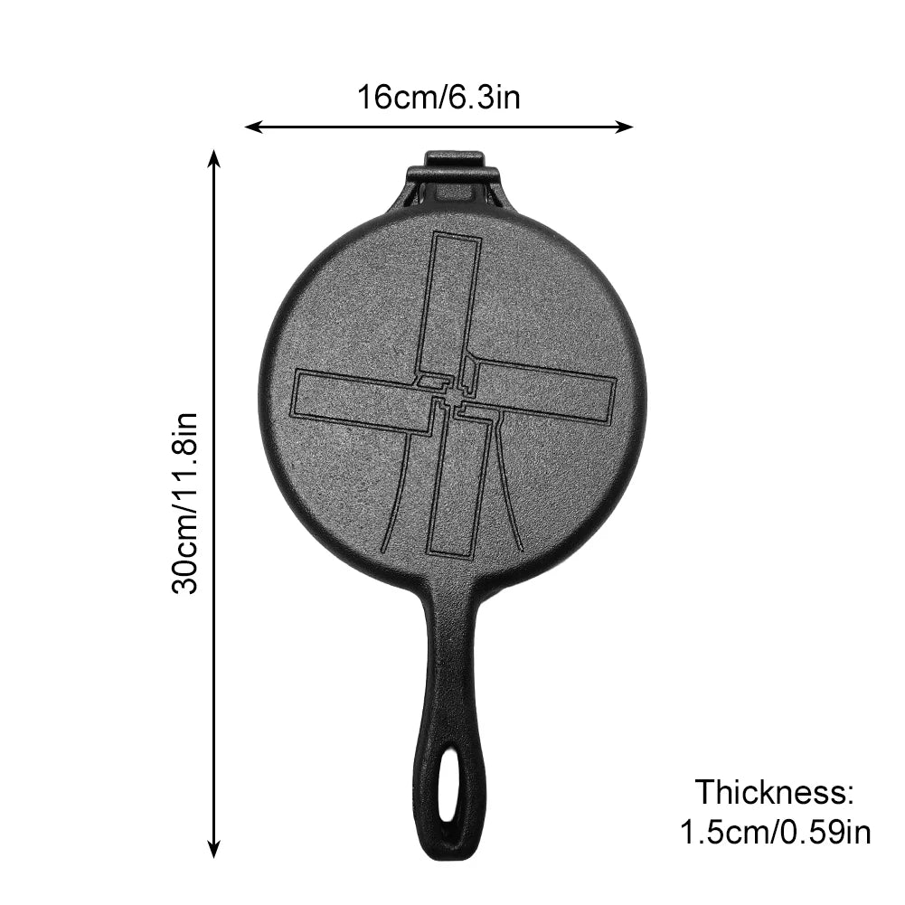 Iron Waffle Maker Pan Non-Stick Waffle Iron Waffle Skillet for Stovetop Or Grill