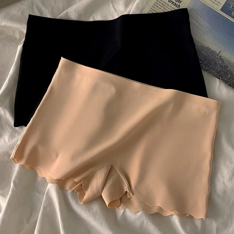 4-Piece Set Of Women's Mid Waist Solid Color Flat Angle Pants, Sexy Comfortable Seamless Safety Pants, Women's Sports Underwear