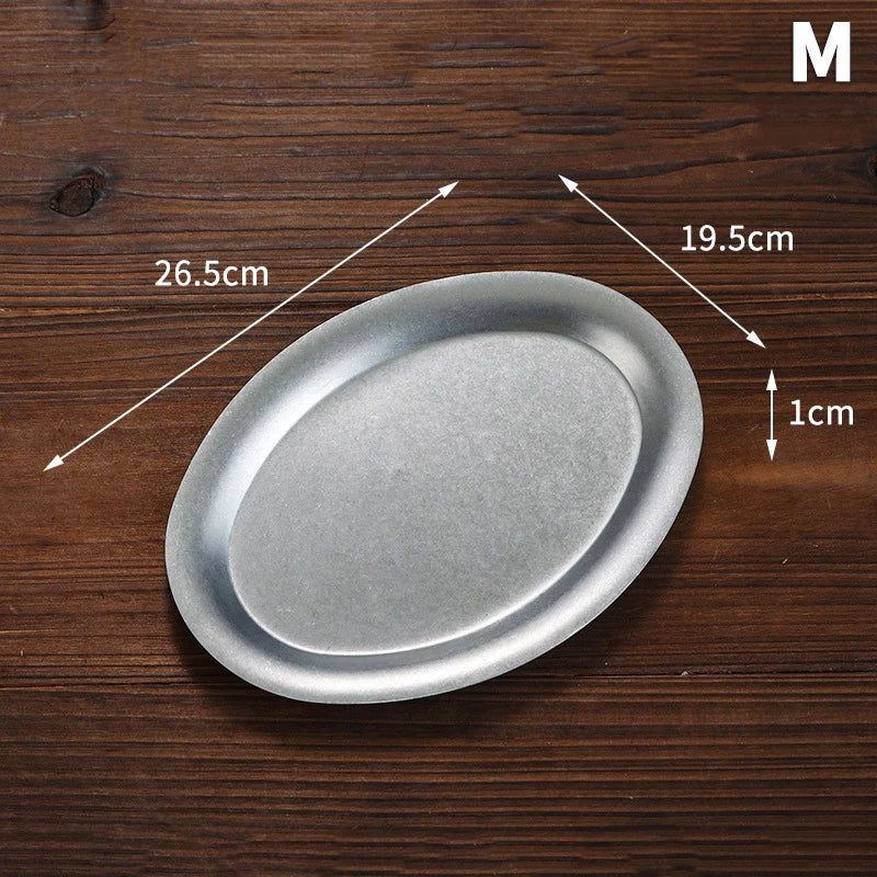 Kitchen small tools, multi size stainless steel plates, lunch containers, snack plates, dumpling plates, platters
