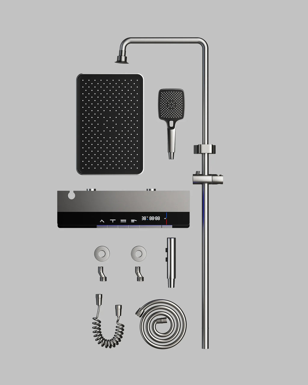 Shower Set, Thermostatic LED Display, Piano Key Pressurized Nozzle, Bathroom Home Decor, Water Saving Faucet System