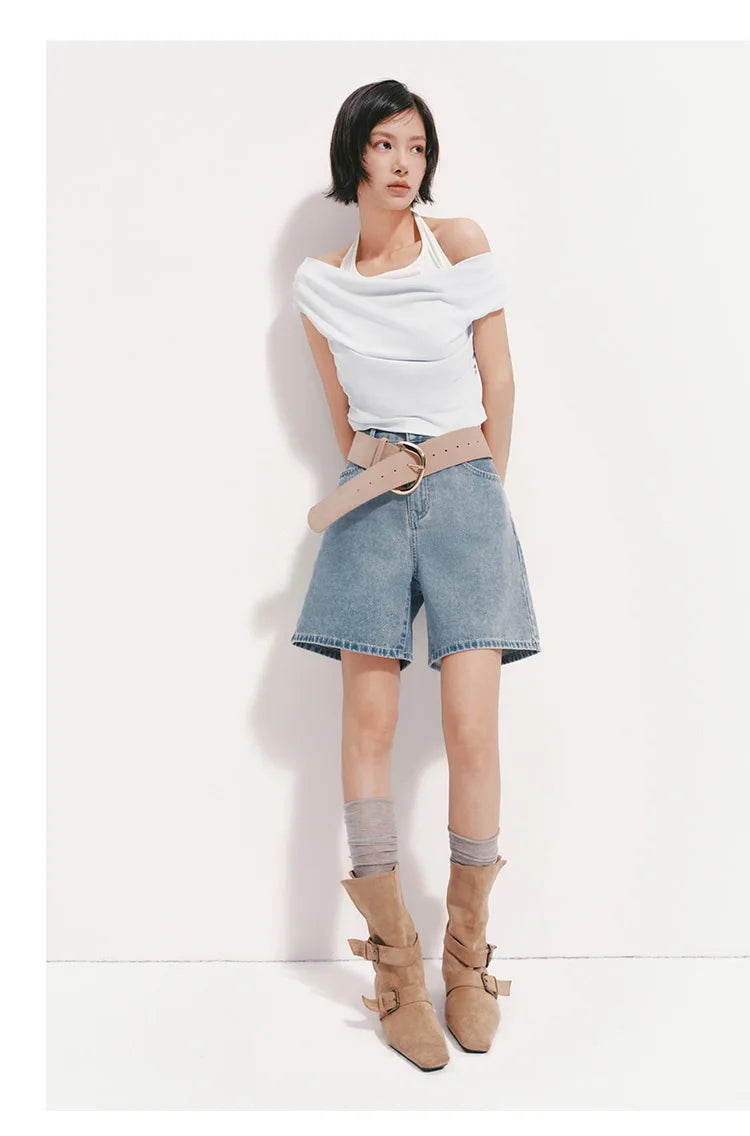 Semir Women Pants Denim Cool Feeling Antibacterial Vintage Distressed A Line Straight Leg 2026 Summer Casual Top