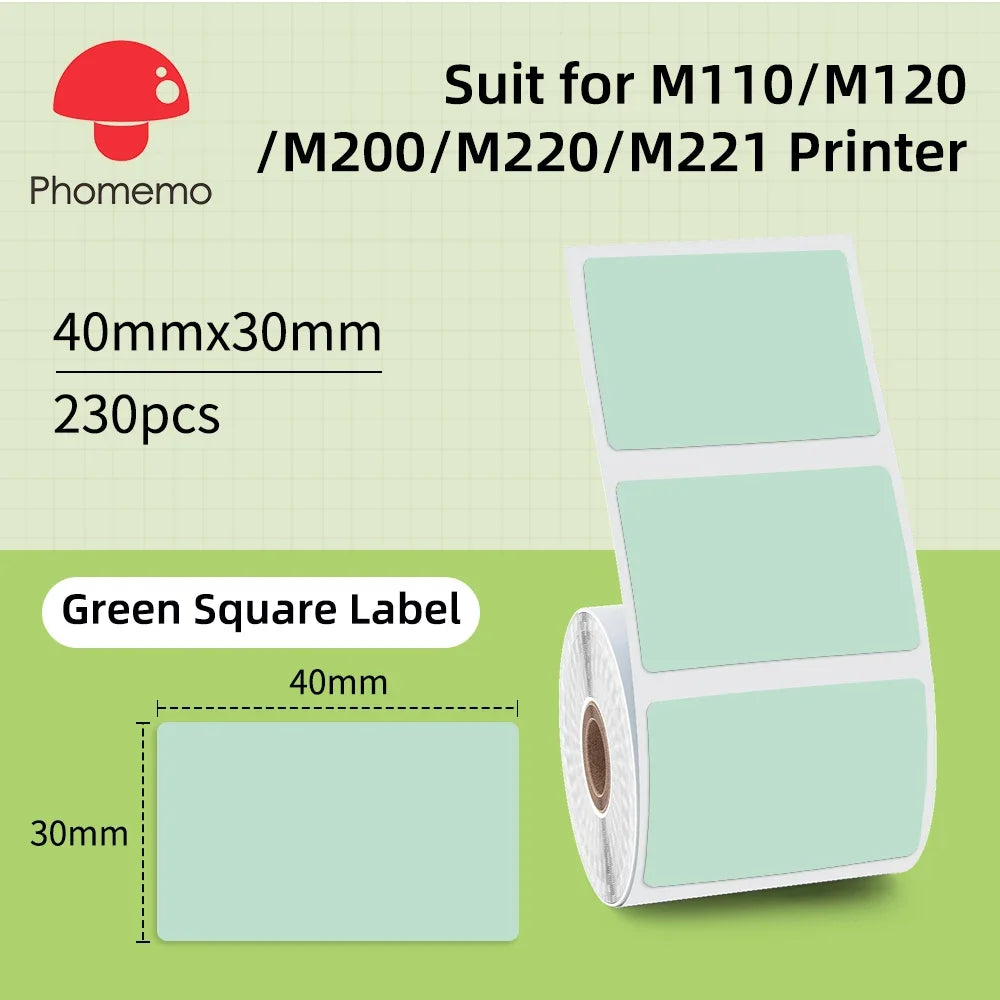 Label Sticker for Phomemo M110 M220 M221 M120 Mini Portable Printer 20-50mm Thermal Label Printer Stickers Pocket Labeling Maker