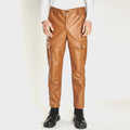 2026 Men's Black Leather Pants, Black Casual Pant, Autumn Fashion Biker PU Pants Loose Comfort Trousers, Khaki Dark Blue 5XL