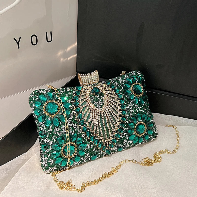 Luxury Sparking Rhinestone Evening Clutch Bags For Women Wedding Prom Dinner Party Gemstone Crossbody Bag 2024 Designer Handbags