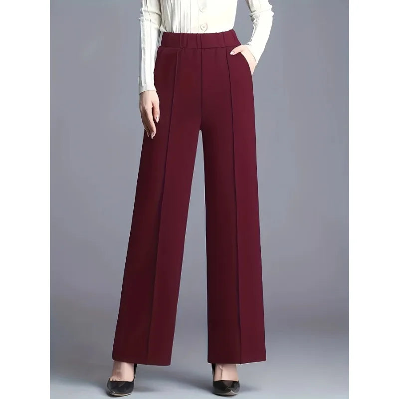 Women High Waist Draped Wide Leg Suit Pants Loose Slimming Straight Casual Versatile Trousers Multiple Colors Daily Commuter