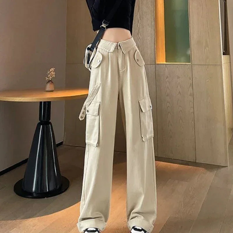 Denim Pants Woman Cargo Trousers Straight Leg with Pockets Jeans for Women Wide on Sale Stylish Loosefit Size X Larg Gyaru Baggy