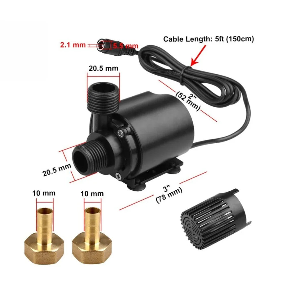 DC12V Solar Brushless Water 800L/H 5M Lift Adjustable Flow Fountain Circulating For Garden Pond Aquarium